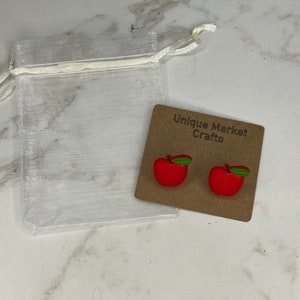 Red Apple Teacher Stud Earrings - Unique Gift for Educators