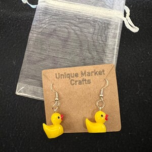Quirky Plastic Rubber Duck Dangle Earrings - Fun Fashion Accessories for a Playful Look