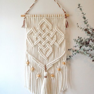 Celtic Knot Macramé Wall Art Hanging, Irish home wall decor, St. Patricks unique one of a kind design, love knot cross