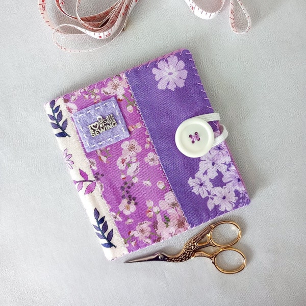 Purple/PinK Needle Book Keeper, Sewing kit holder made from quilted cotton, great gift for sew-er, travel case for pins and needles