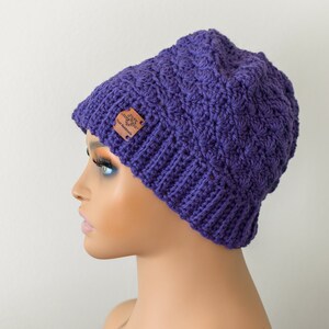 Wool hat, crochet womens premium beanie for cold weather, winter essential warm chunky hat