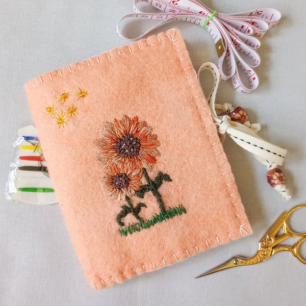 Hand Embroidered Needle Book Keep, Sewing kit holder, cotton/wool, great gift for sewing person, Mother's Day gift, travel case for notions