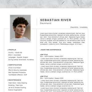 Template Cv - Template Resume - Professional CV - Yachting Resume - Yachting Cv - CV Template - Crew Member Resume