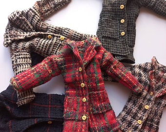 Doll coat tweed ,real pockets for  1/6 30 cm dolls