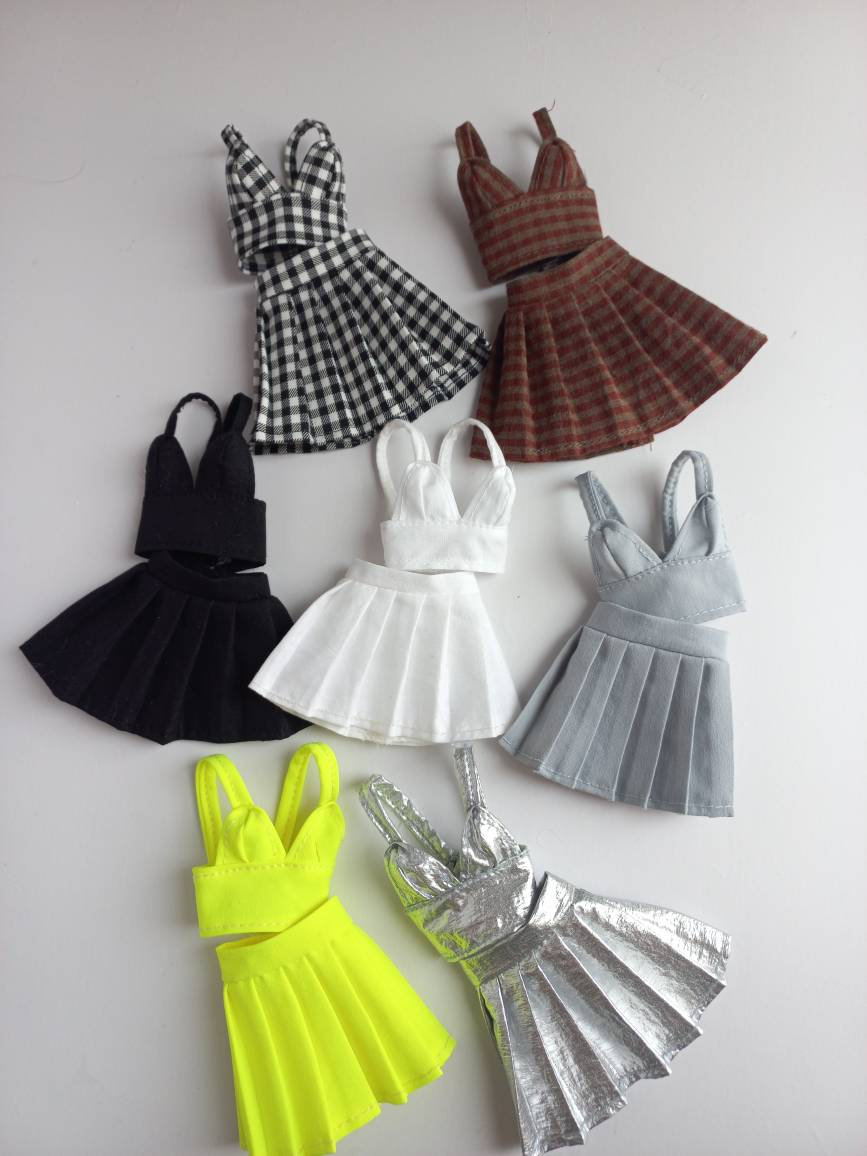 20+ new colors pleated skirt and bustier top set for 1/6 dolls  by miniminici