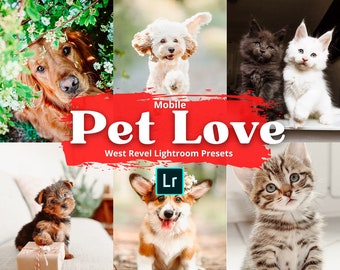 5 ajustes preestablecidos de amor con mascotas para Lightroom Mobile, filtro de edición de fotos de perros y gatos para Instagram, ajuste preestablecido de animales para blogueros, bloguero de perros, estilo de vida