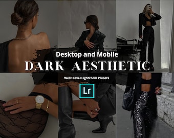 11 Preajustes de LIGHTROOM para Instagram con estética oscura para bloggers / Preajustes de video / Preajustes para influencers / Filtros de estilo de vida / Estilo oscuro y minimalista