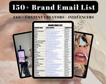 Brand Email List: 150+ Influencer Contacts | For UGC, Content Creators, & Influencers | Skincare, Beauty, Emails | Social Media (PDF)