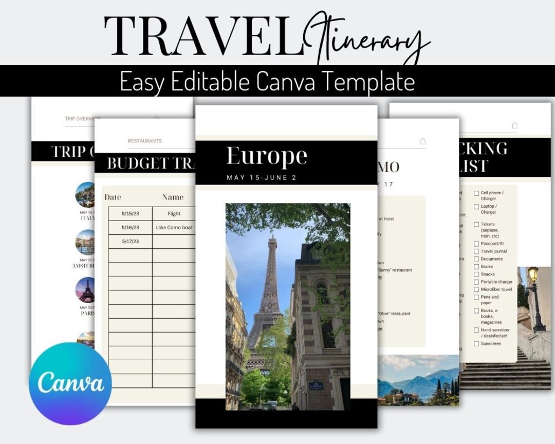 Easy Travel Itinerary Template, Modern Guide, Desktop, Ipad, Tablet