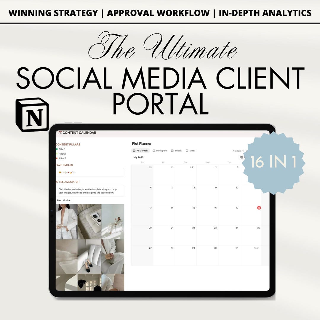 Notion Client Portal Template: Social Media Management (digital ...