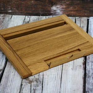 Wood Laptop Stand Solid Oak: Ergonomic Riser for Desk, Fits MacBook