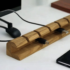 Kabelorganizer Houten Bureauhouder: Handgemaakte Rustieke USB-houder