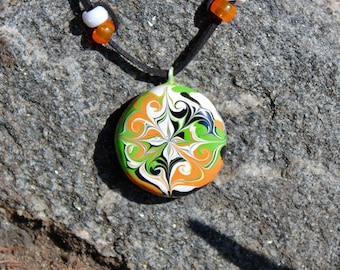 Round Clay Paint Drip Pendant G/Ba/W/O