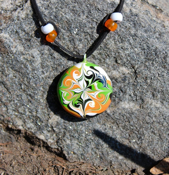 Round Clay Paint Drip Pendant G/ba/w/o