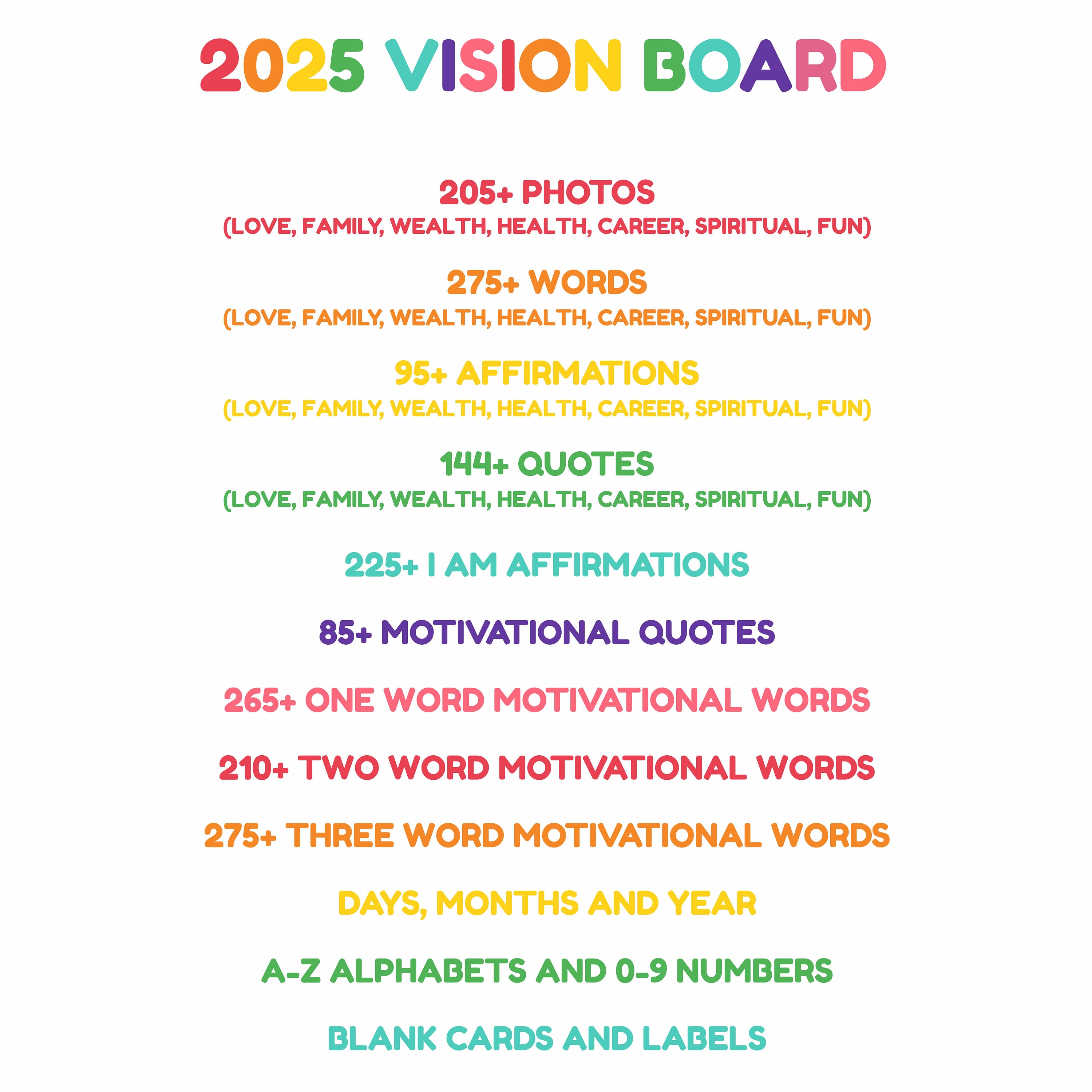 2025 Vision Board Kit Complete Ultimate Bundle Inspirational Dream Board Motivational Mood Board