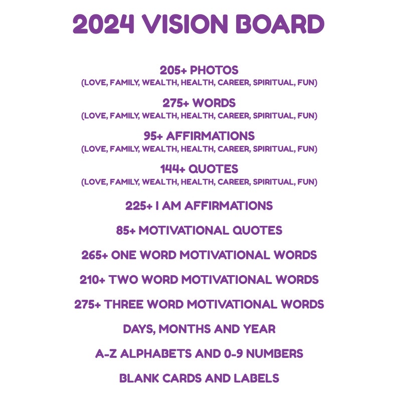 2024 Vision Board Kit Complete Ultimate Bundle Inspirational Etsy
