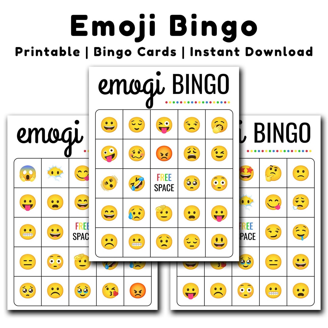 Bingo Emoji Printable Game 50 Bingo Cards Emoji Game Party - Etsy