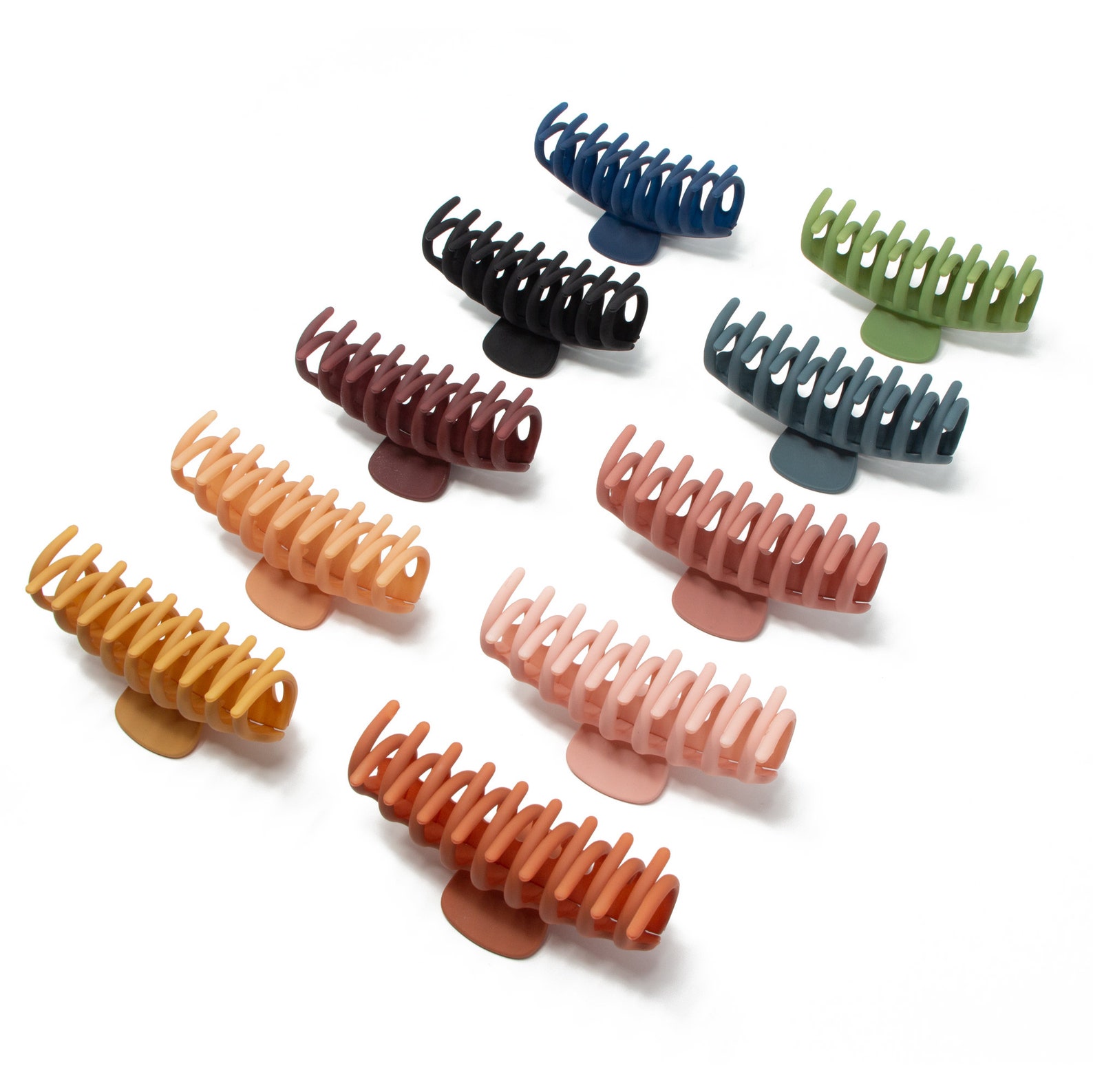 Pack Of 10 Hair Claw Clips 4 3 Long 10 Trendy Colors Etsy