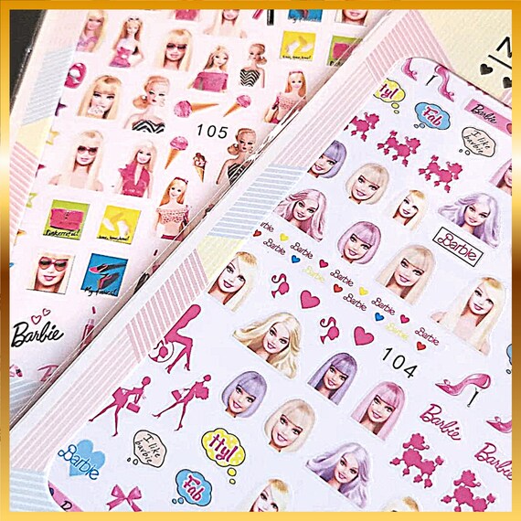 Barbie Girl Duo Nail Decals 2 Pack Barbie Nail Stickers | Etsy