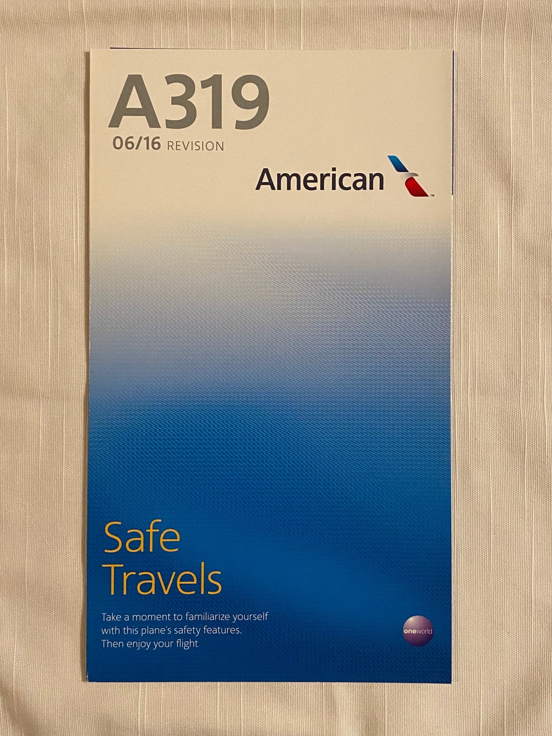 American Airlines A319 Safety Card 06/16 - Etsy