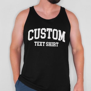 Custom Text Men Tank Top, Personalized Men&#39;s Tank, Sleeveless Shirt, Workout Tank, Gym Tank, Customized Tank Top