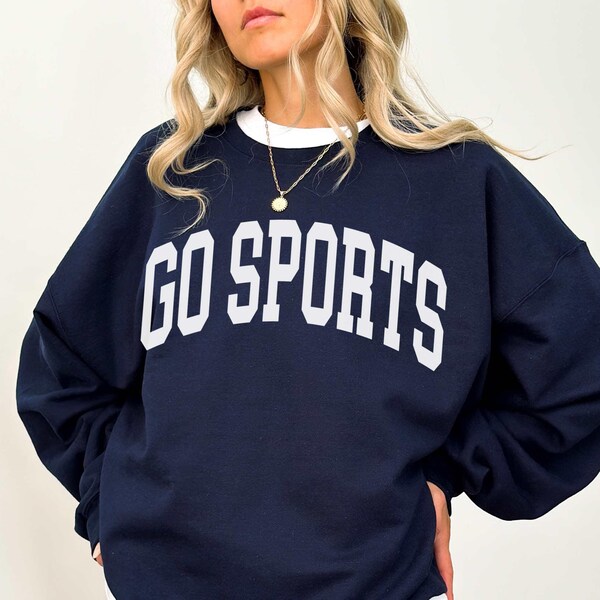 Go Sports Sweatshirt, Sport Team Crewneck, Game Day Sweatshirt, Oversized Varsity Sports Sweatshirt, Football Sweatshirt Mom