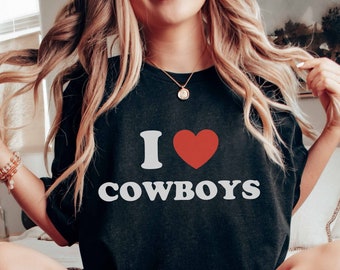 I Heart Cowboys T-shirt, Cowgirl Country Western Tee, Rodeo Top