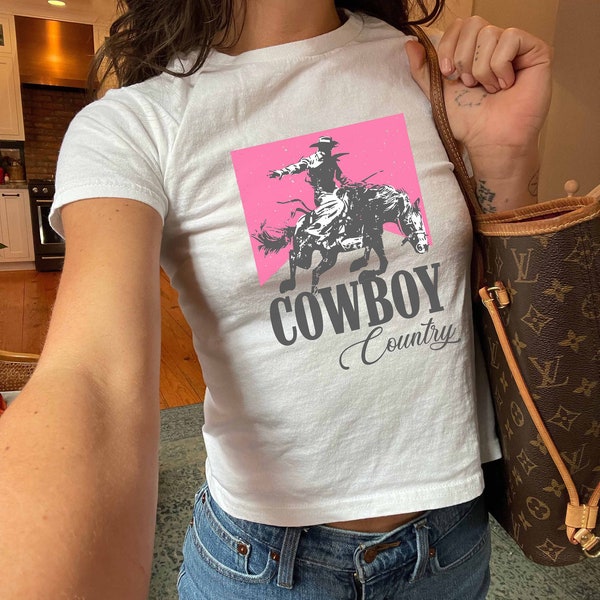 Cowboy Country Baby Tee, Y2K Tshirt, Western Women's Fitted Tee, Country Graphic Tee, Country Girl Shirt, Cowboy Killer, Cowgirl Baby Tee