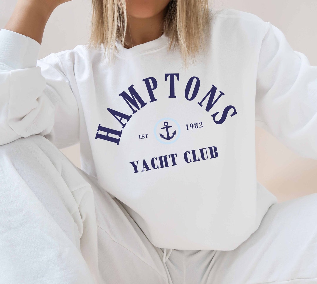 Hamptons Yacht Club Sweatshirt, Vintage Crewneck, Lake Life, Oversized