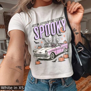 Halloween Baby Tee Women, Funny Halloween Shirt, halloween best friend gift, Pink Halloween Shirt, Y2K Babytee Funny, Halloween movie