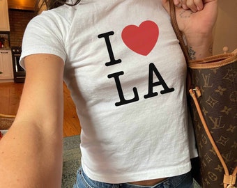 I Love LA Baby Tee, Los Angelis Tshirt, Y2K Tshirt, Y2K Clothing, Los Angelis Trip Gift, Cute Baby Tee, I heart Tee