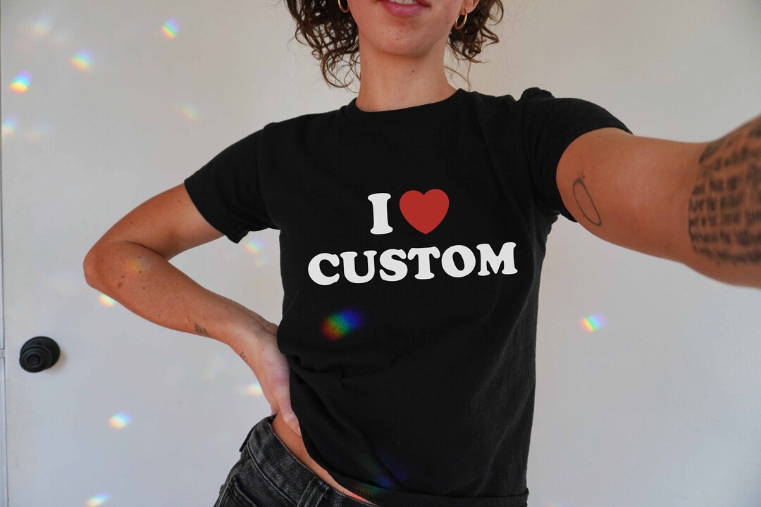 I Love Custom Baby Tee, Custom I Heart Shirt, Custom Baby Tee, Gift for Her, Y2K Outfit, Y2K Top
