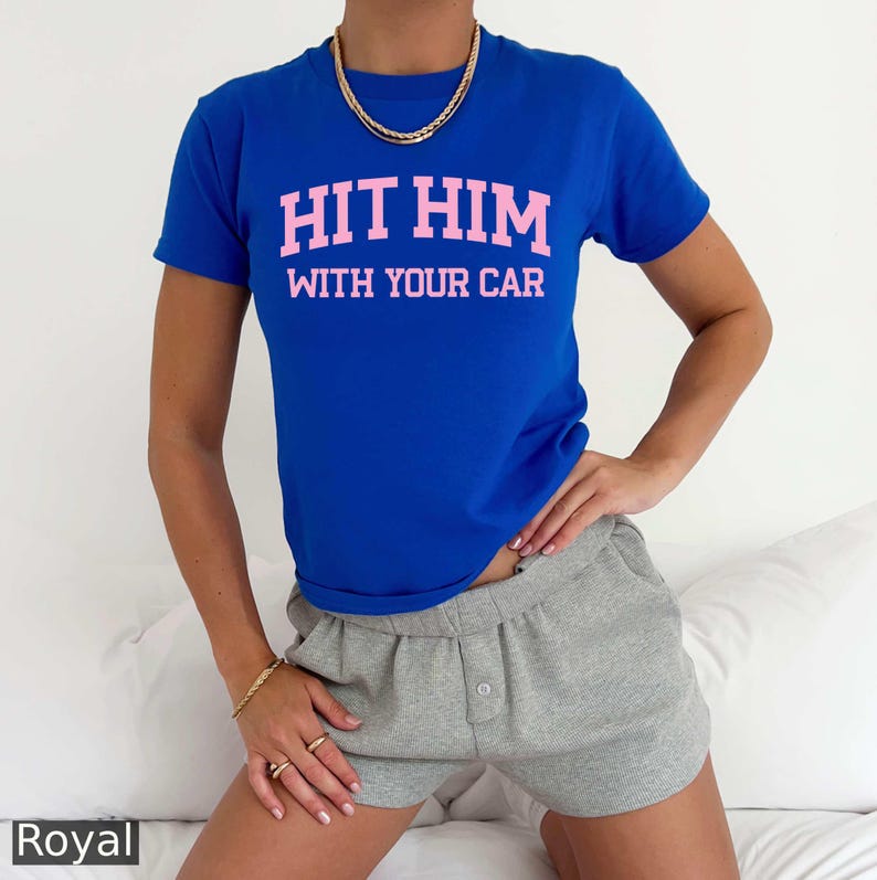 Camiseta de bebé "Golpéalo con tu coche" para mujer, camiseta de bebé Y2K, regalo divertido para niñas, camiseta femenina imagen 4
