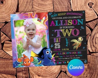 Finding Nemo Invitation Finding Dory Birthday Invitation Finding Nemo Party Finding Nemo Editable Invitation Digital Printable File