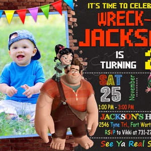 Convite Wreck It Ralph Convite de aniversário Wreck It Ralph Convite Vanellope Convite Ralph Convite Wreck It Ralph Cartão digital para impressão