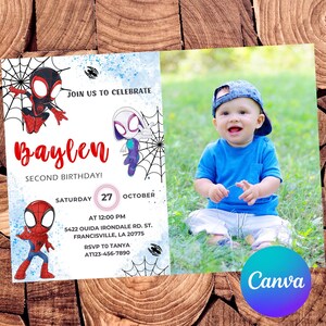 Spidey and his Amazing Friends Invitation Spidey Birthday Invitation Spidey Watercolor Invitation Spidey Party Editable Invitation