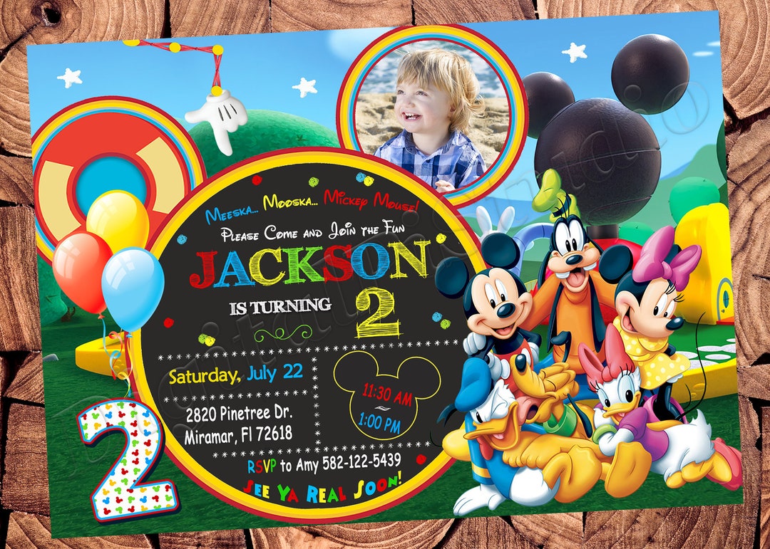 Invitación a la Casa Club de Mickey Mouse Invitación de Mickey Mouse  Cumpleaños de la Casa Club de Mickey Mouse Cumpleaños de Mickey Mouse  Fiesta de ..., image size:1080x771