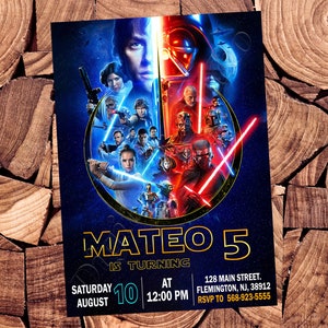 Invitación de Star Wars Invitación de cumpleaños de Star Wars Fiesta de Star Wars Invitación de Star Wars Tarjeta de Star Wars Archivo digital de Star Wars Archivo imprimible