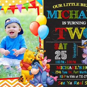 Invitation Winnie l'ourson Invitation d'anniversaire Winnie l'ourson Fête Winnie l'ourson Invitation Winnie l'ourson Carte Winnie l'ourson