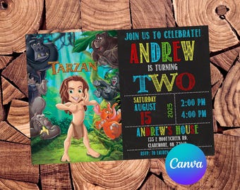 Tarzan Invitation Tarzan Birthday Invitation Tarzan Party Tarzan Editable Invitation Digital File