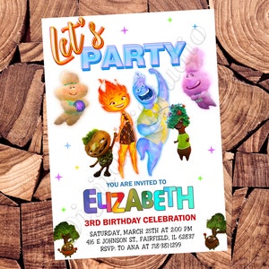 Invitation élémentaire Anniversaire élémentaire Fête élémentaire Invitation élémentaire élémentaire Carte élémentaire imprimable