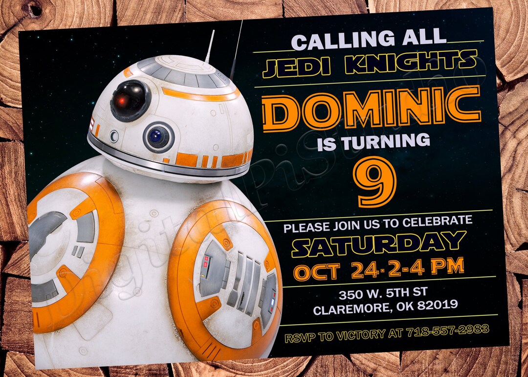 Star Wars Invitation BB8 Invitation Star Wars Birthday BB8 Birthday ...