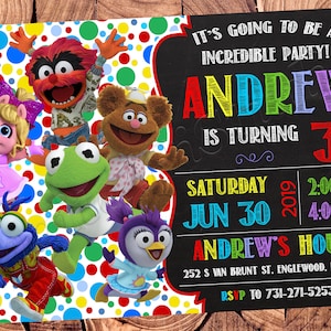 Invitación de los Muppet Babies Invitación de cumpleaños de los Muppet Babies Fiesta de los Muppet Babies Invitación de los Muppet Babies Tarjeta de los Muppet Babies