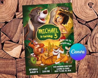Jungle Book Invitation Jungle Book Birthday Invitation Mowgli Party Baloo Editable Invitation Digital File