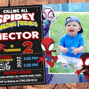 Einladen Spidey und seine erstaunliche Freunde Einladung Spidey Einladung Spidey Geburtstag Spidey Party Spidey einladen Spidey lädt ein