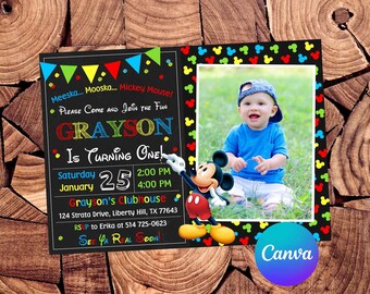 Mickey Mouse Invitation Mickey Mouse Birthday Invitation Mickey Mouse Party Mickey Mouse Editable Invitation Mickey Mouse Digital Card