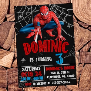 Spiderman Einladung Spiderman Geburtstagsparty Spiderman Party Spiderman laden Ein Spiderman Digital Spiderman Card