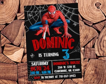 Spiderman Invitation Spiderman Birthday Party Spiderman Party Spiderman Invite Spiderman Digital Spiderman Card