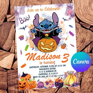 Stitch Halloween Invitation Stitch Invitation Stitch Birthday Invitation Stitch Party Stitch Editable Invitation Stitch Digital Card
