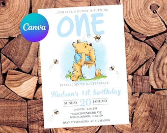 Winnie the Pooh Invitation Winnie the Pooh Birthday Invitation Winnie the Pooh Party Winnie the Pooh Editable Invitation